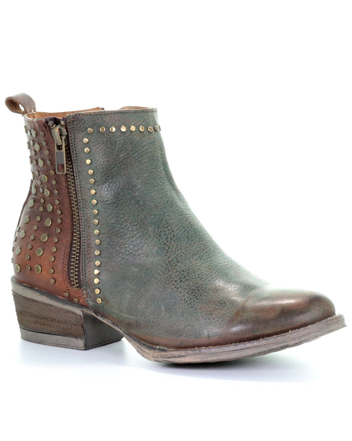 brown studded booties