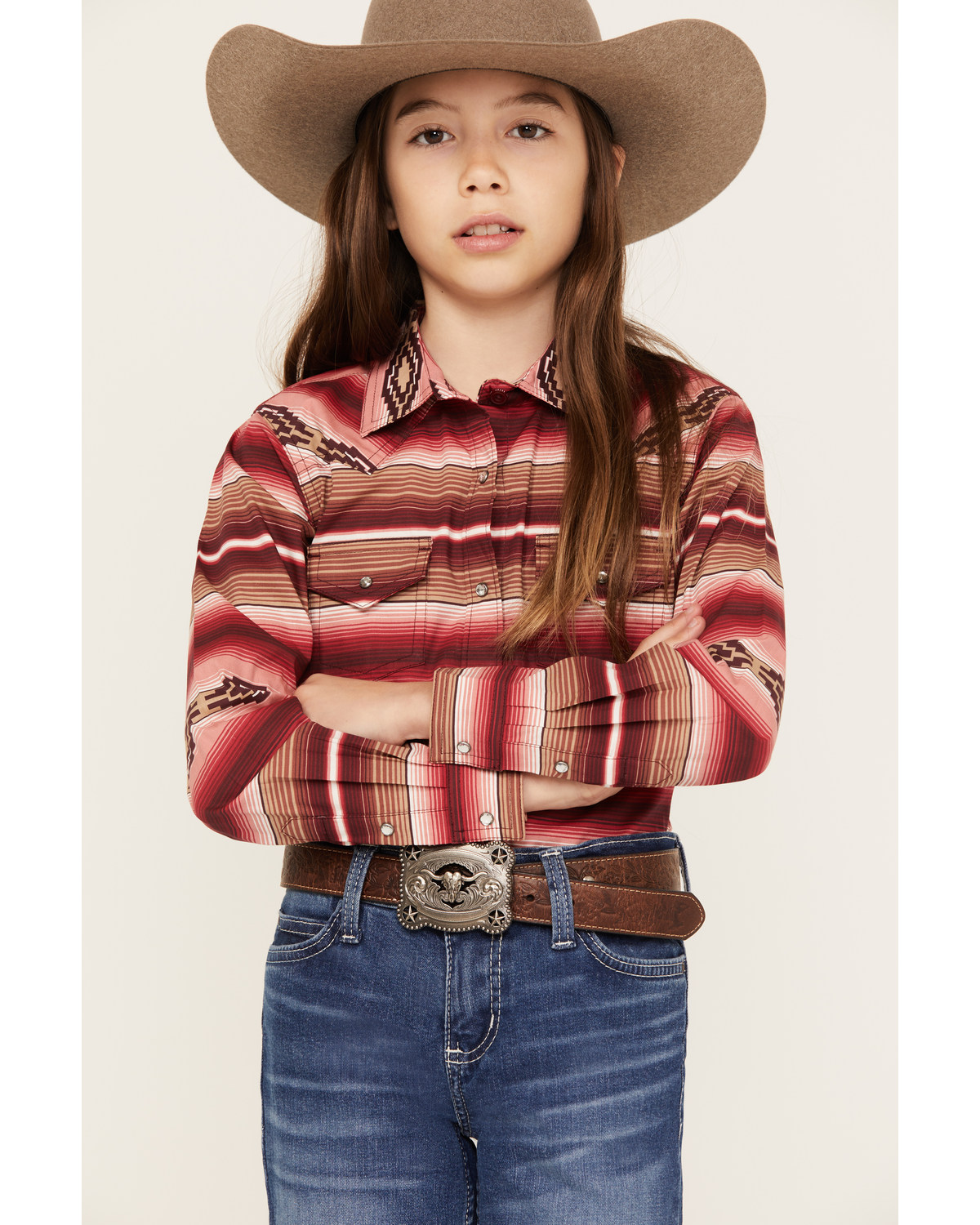 Ariat Girls' Southwestern Serape Striped Long Sleeve Snap Western Shirt