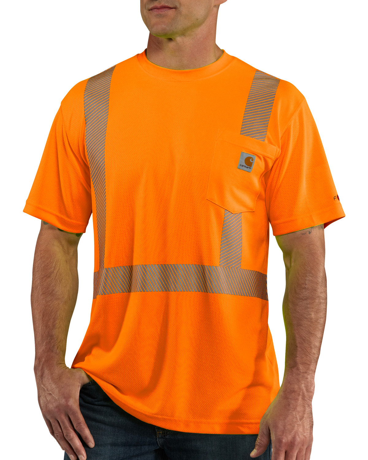 Carhartt Men's Orange Force High-Visibility Class 2 T-Shirt - Big