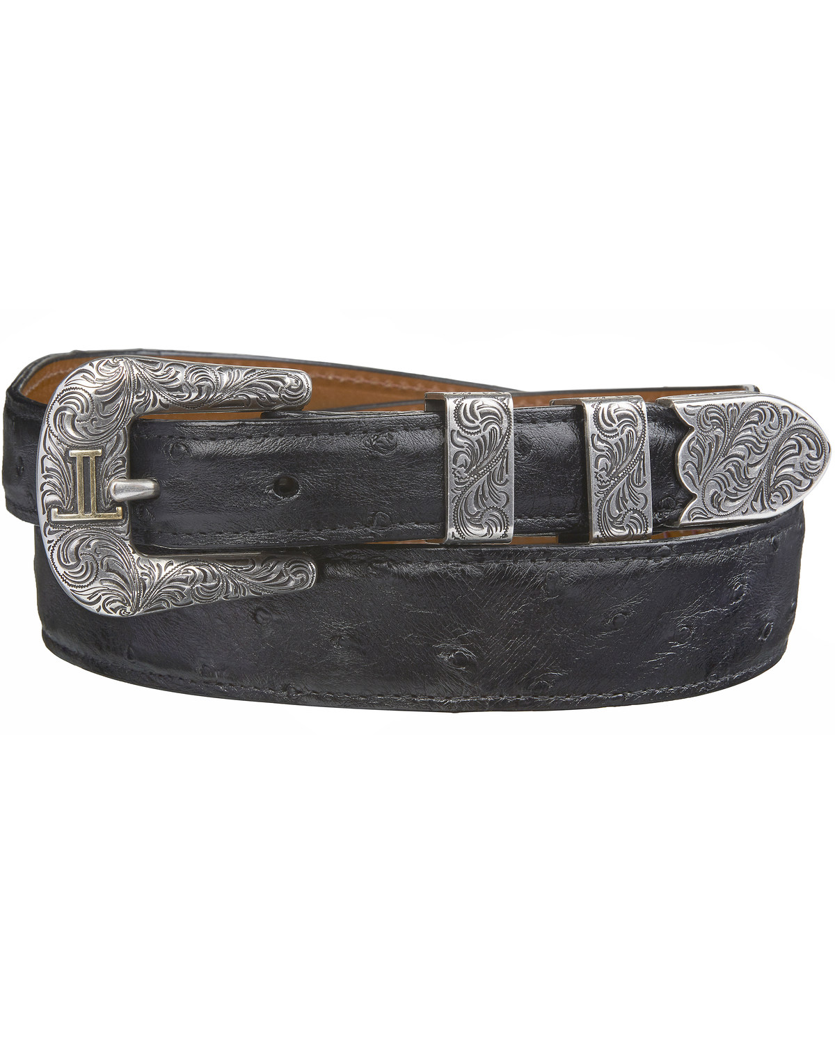 Ostrich leather belt mens