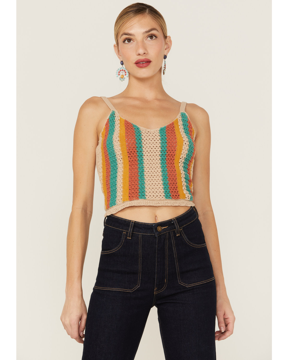Lush Women's Multicolored Knit Stripe Sweater Tank
