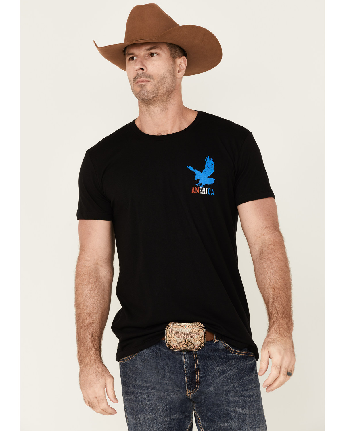 Cody James Men's US Eagle Flag Graphic Short Sleeve T-Shirt - Black