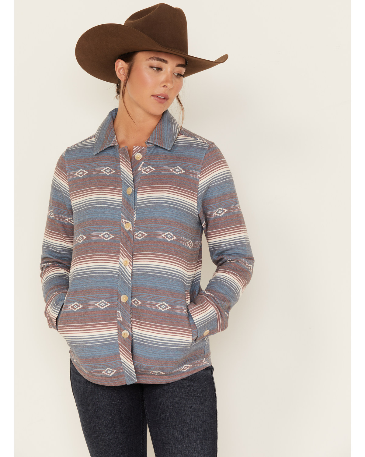 RANK 45® Women's Quilted Multicolored Southwestern Shacket