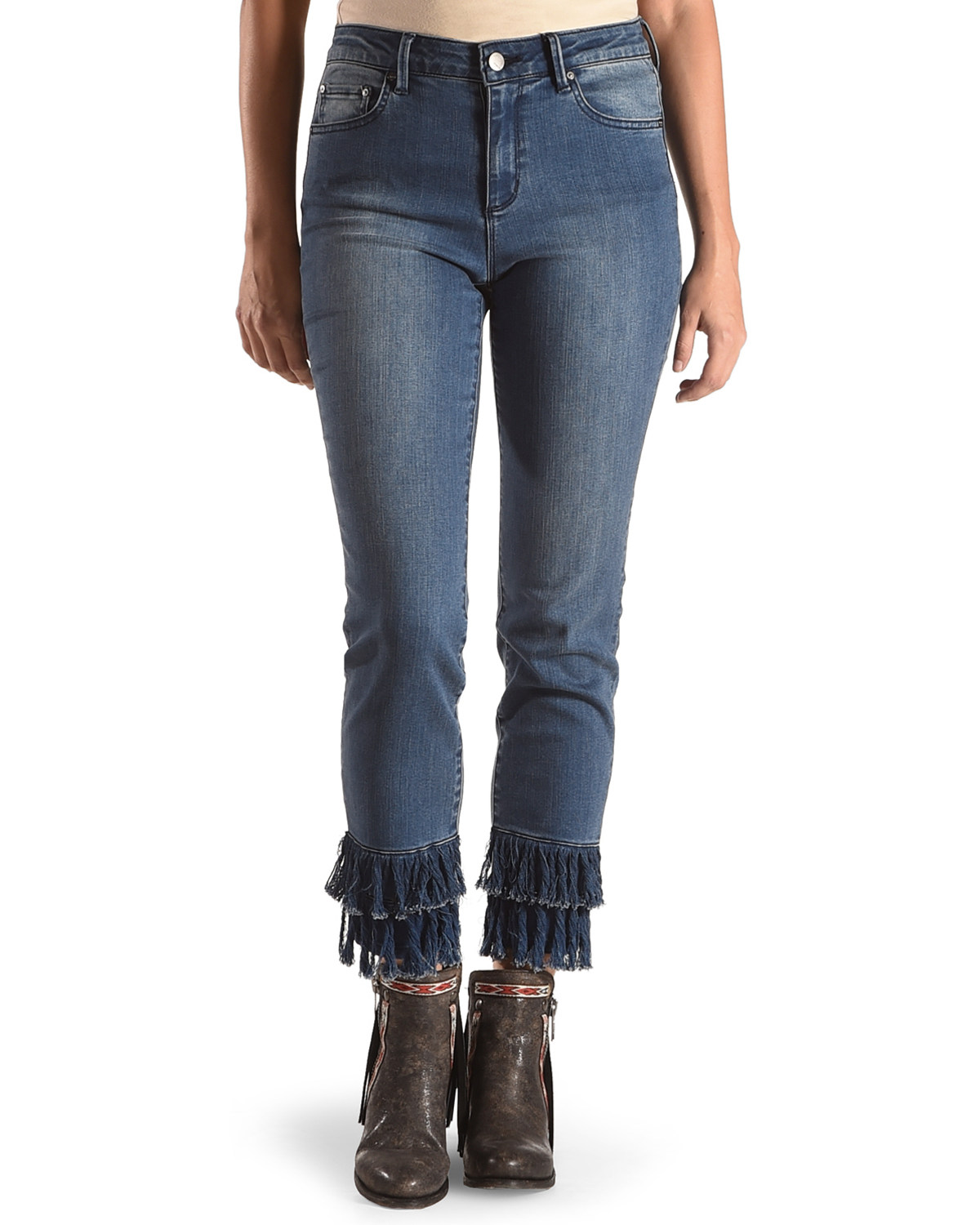 jeans with ankle fringe