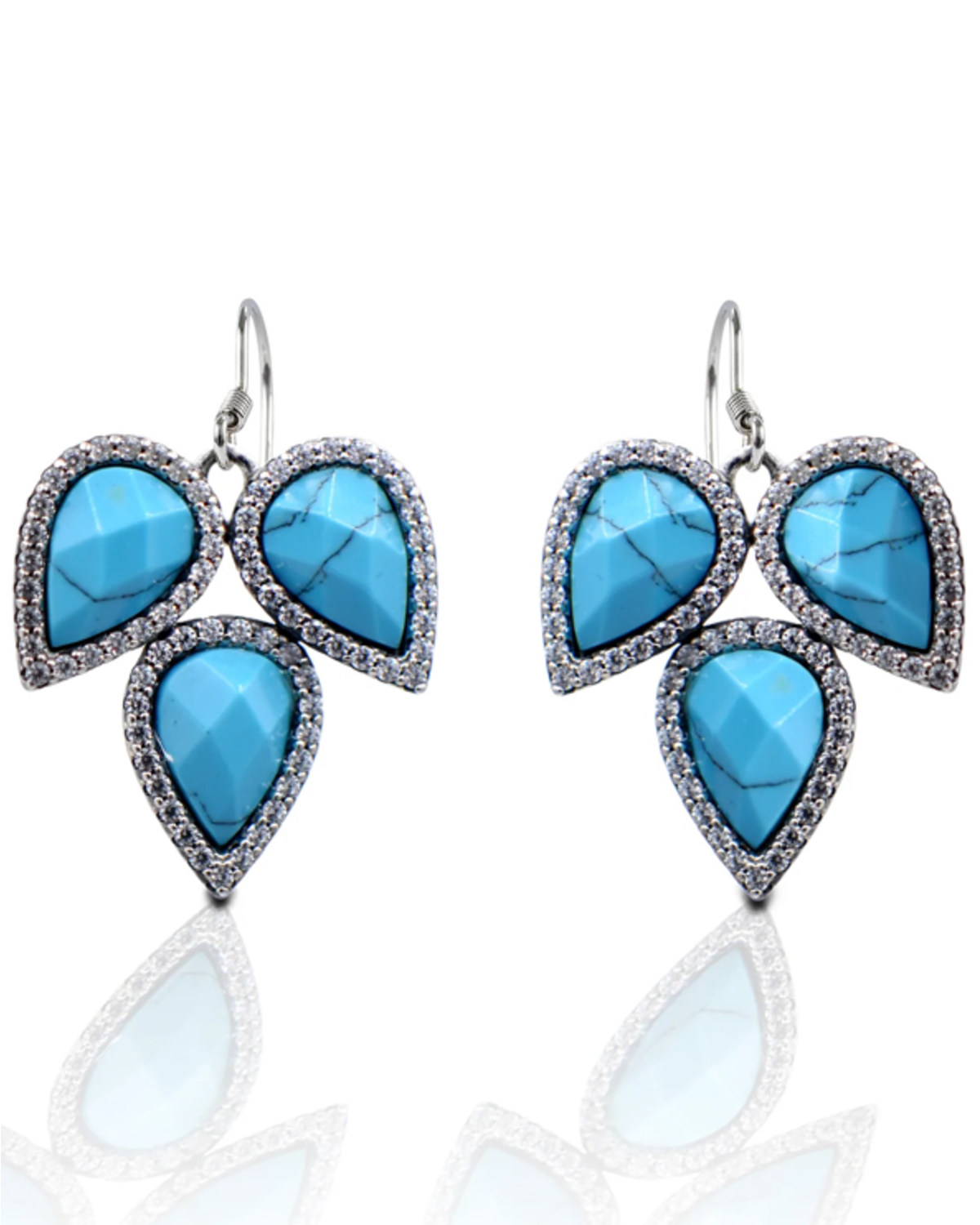 Kelly Herd Women's Turquoise Three-Stone Teardrop Earrings