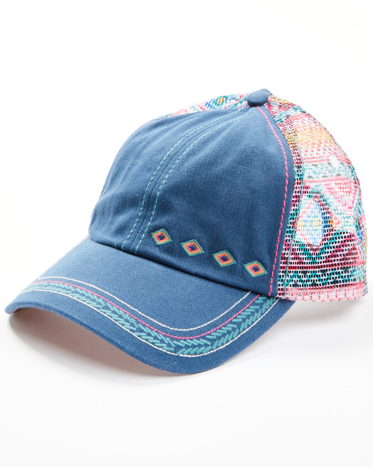 Catchfly Women's Southwestern Print Ponytail Ball Cap