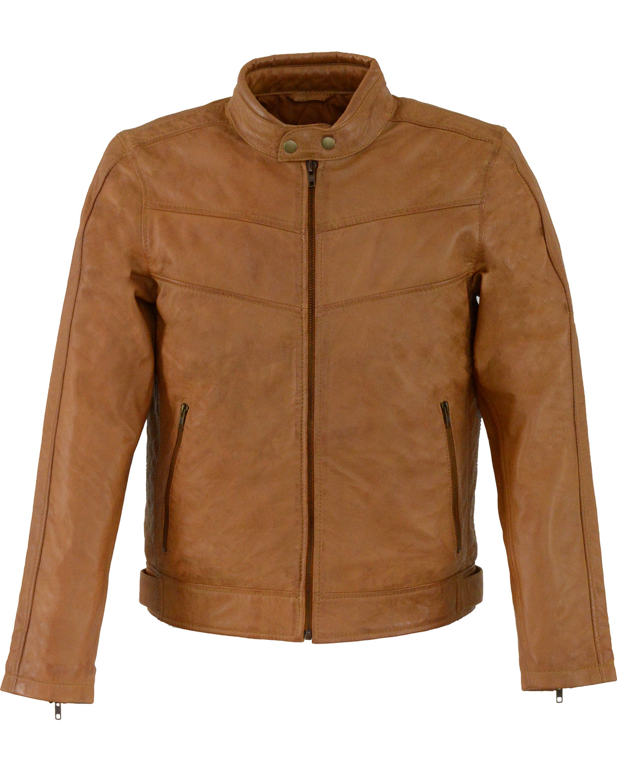 Milwaukee Leather Men's Tan Stand Up Collar Leather Jacket