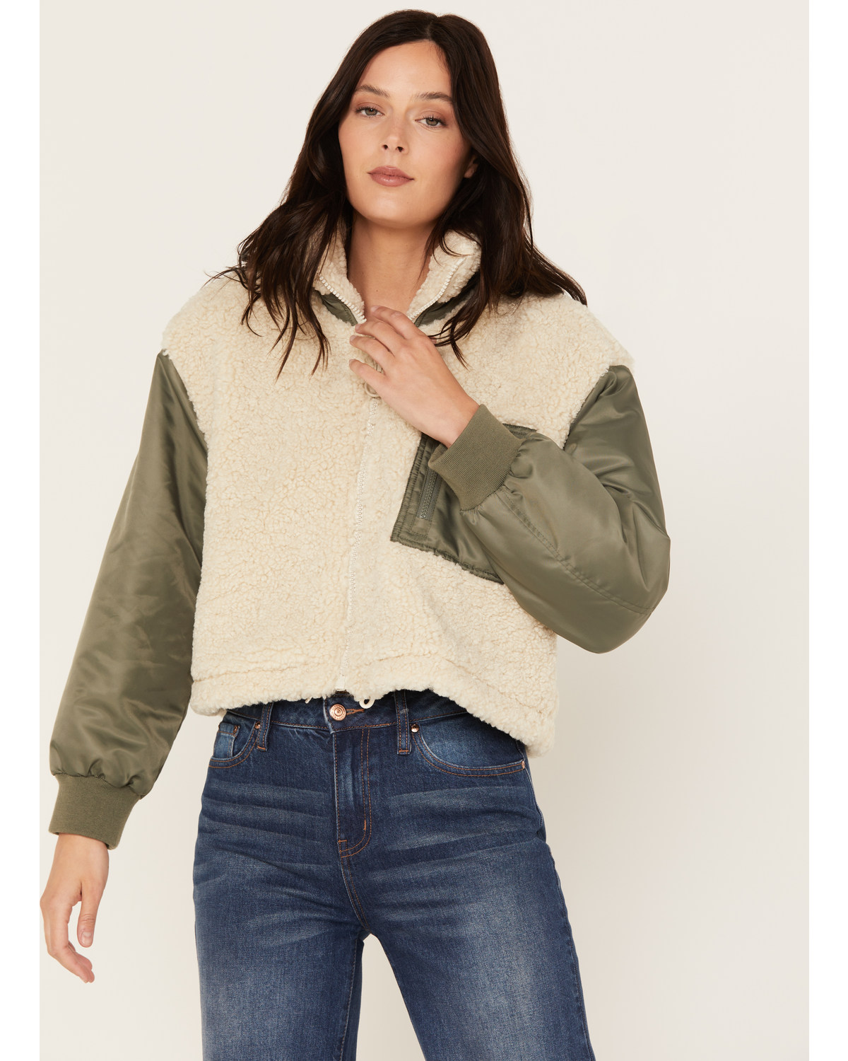 Cleo + Wolf Women's Zip-Up Cropped Jacket