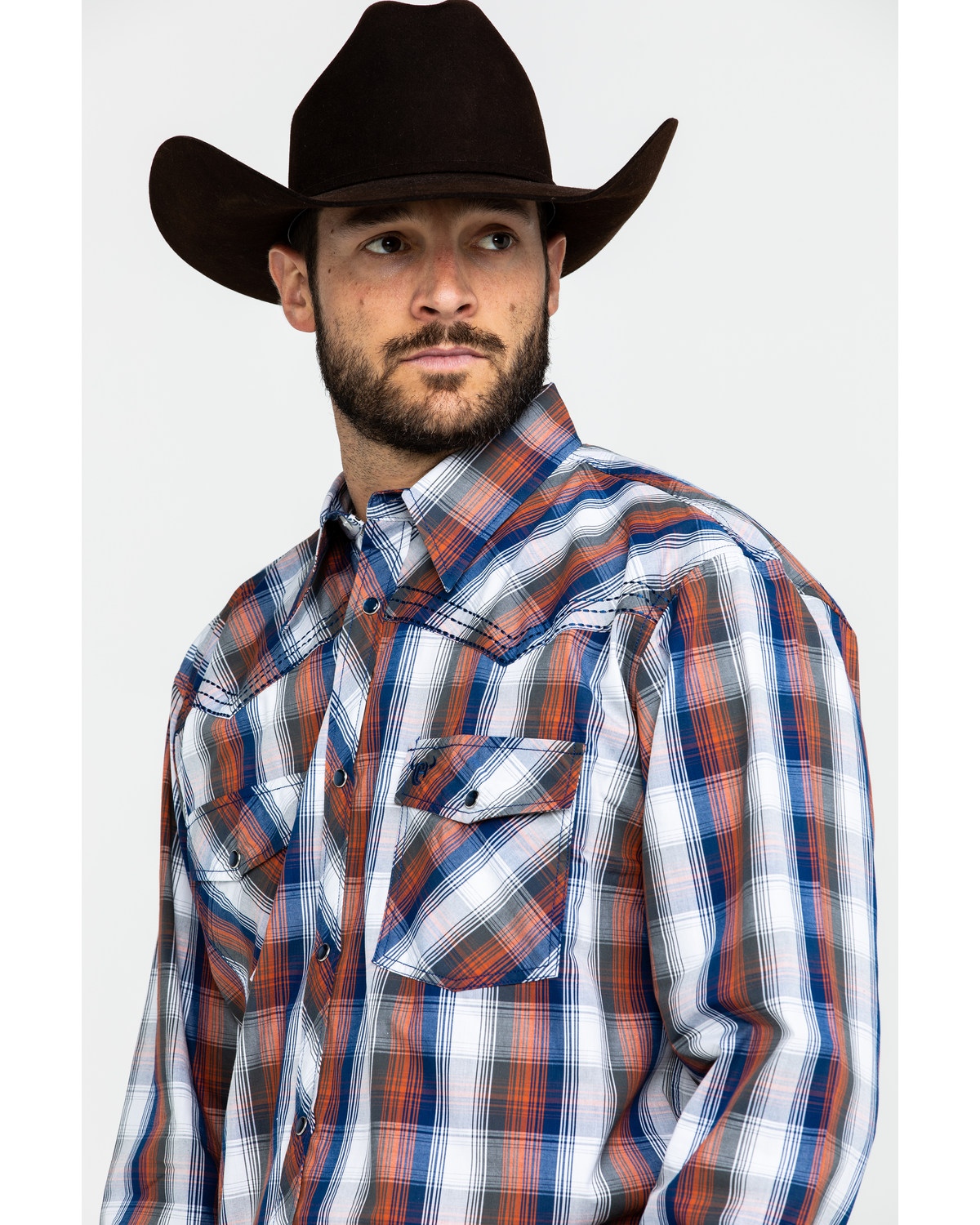 Cowboy Hardware Men's Multi Large Plaid Long Sleeve Western Shirt ...