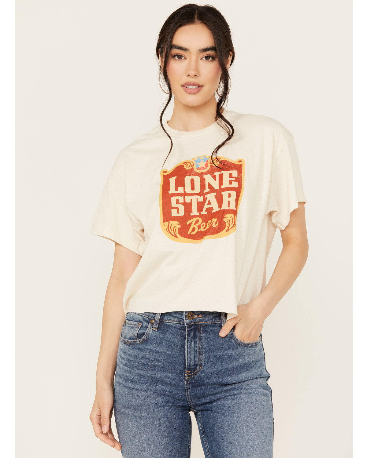 Brew City Beer Gear Women's Lone Star Cropped Short Sleeve Graphic Tee