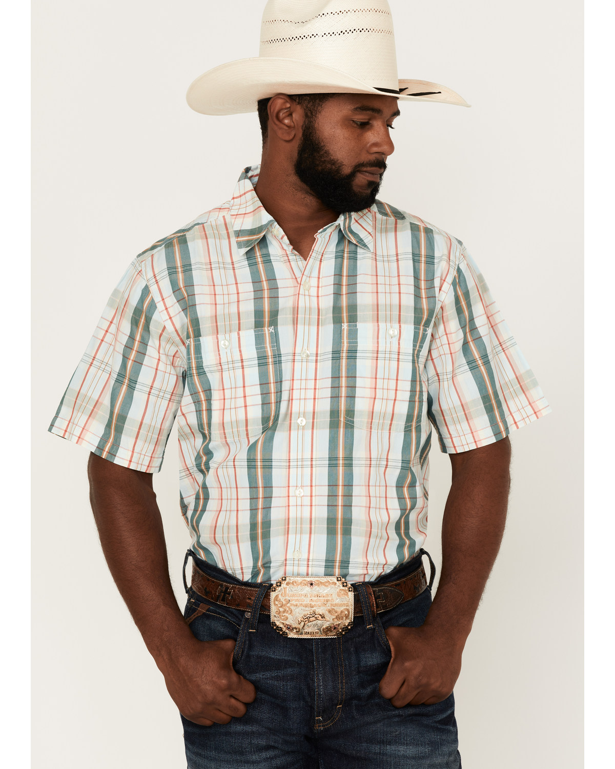 Resistol Men's Pierson Large Plaid Short Sleeve Button Down Western Shirt