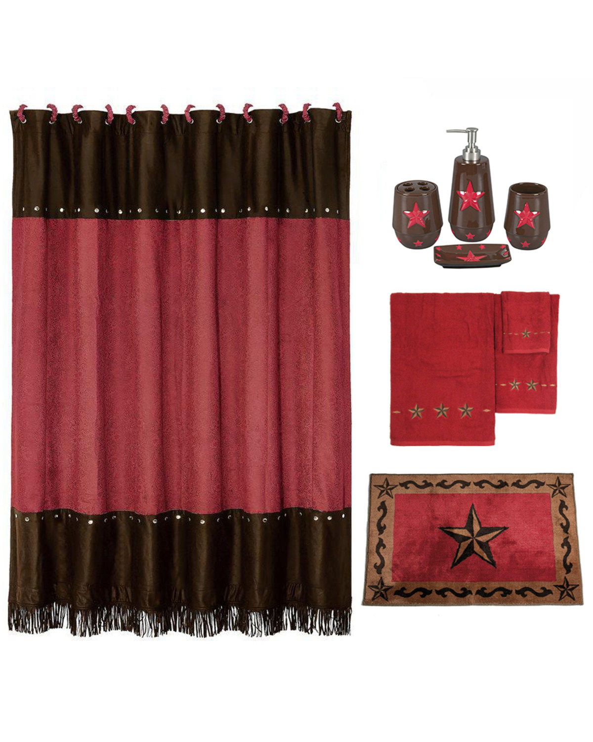 HiEnd Accents Red Star 9pc Bath Accessory & Towel Set