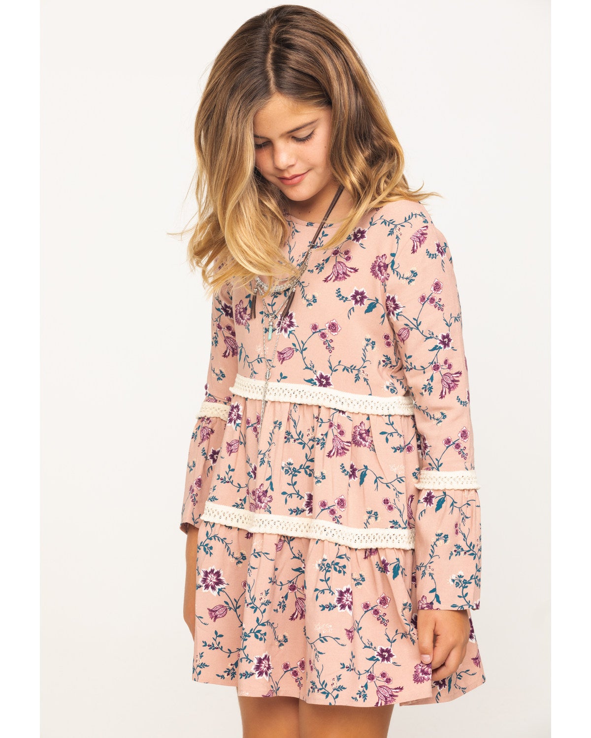 girls pink floral dress