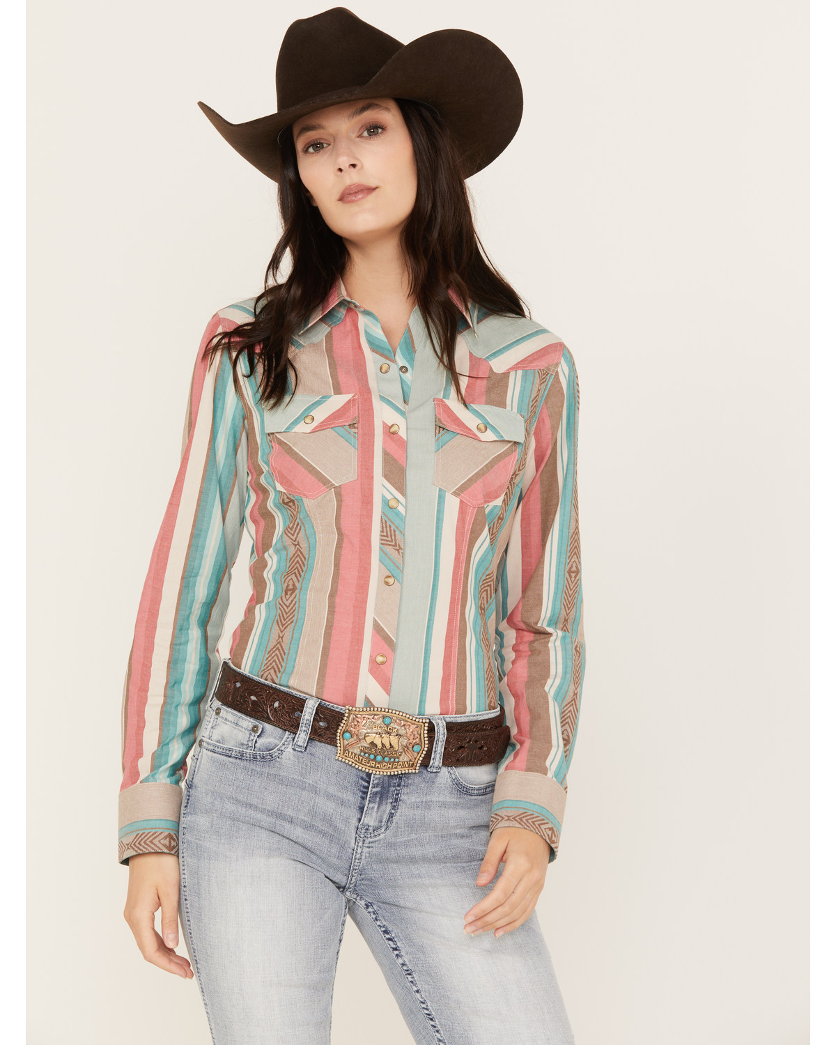 Rock & Roll Denim Women's Striped Long Sleeve Western Snap Shirt