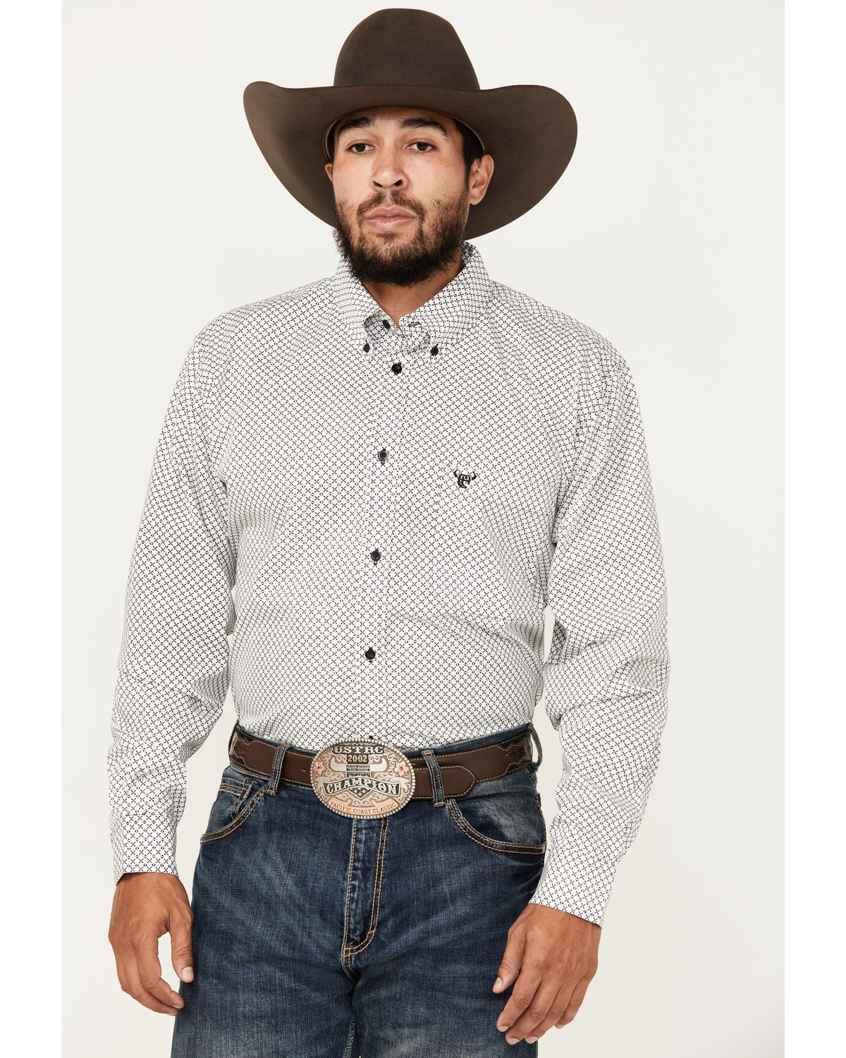Cowboy Hardware Men's Geo Print Long Sleeve Button-Down Western Shirt