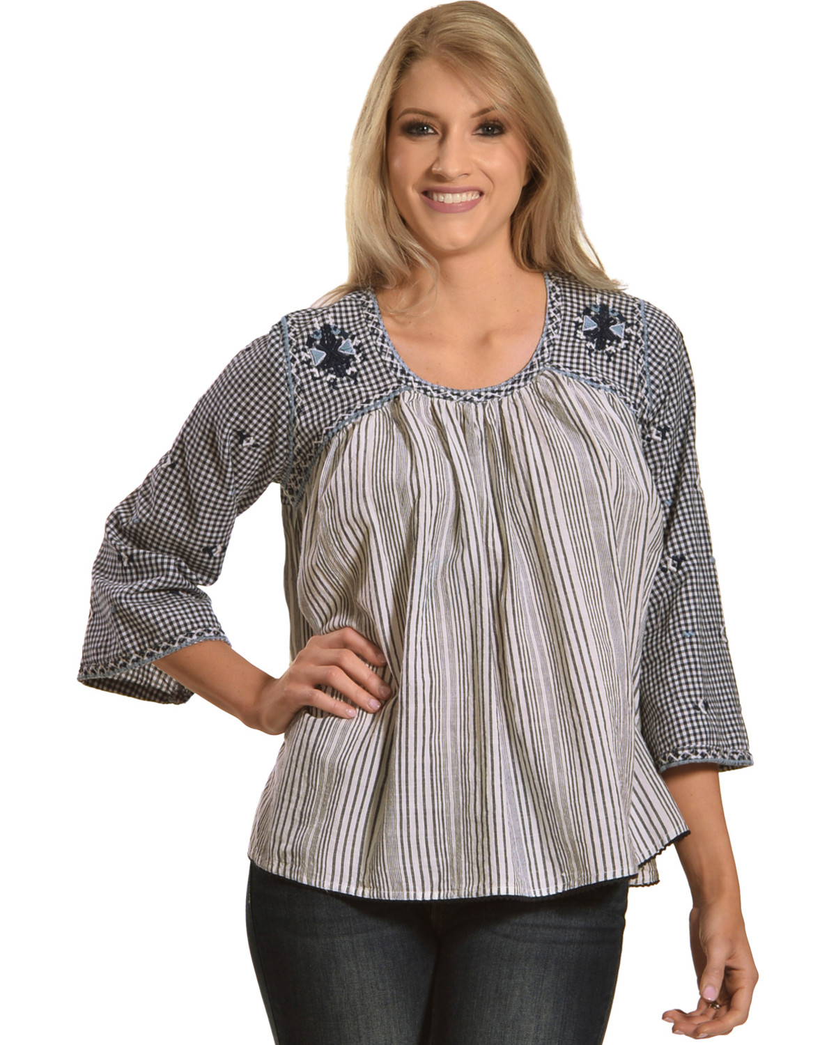New Direction Sport Women's Embroidered Flare Sleeve Top