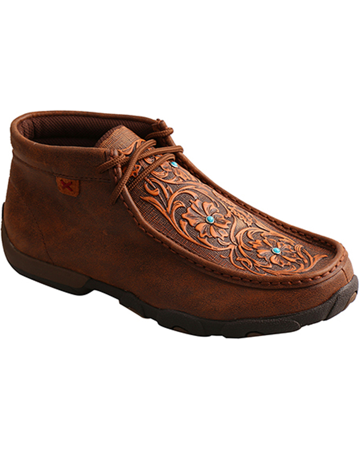 Twisted X Women's Brown Tooled Flowers 