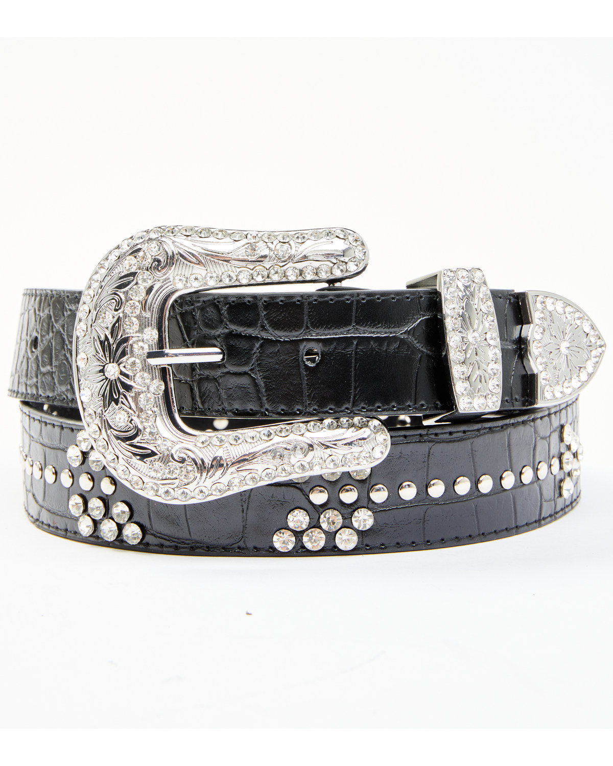 Shyanne Women's Croc Print Bling Arrow Belt
