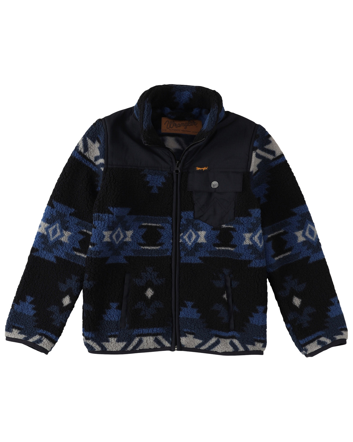 Wrangler Boys' Southwestern Print Sherpa Zip Jacket