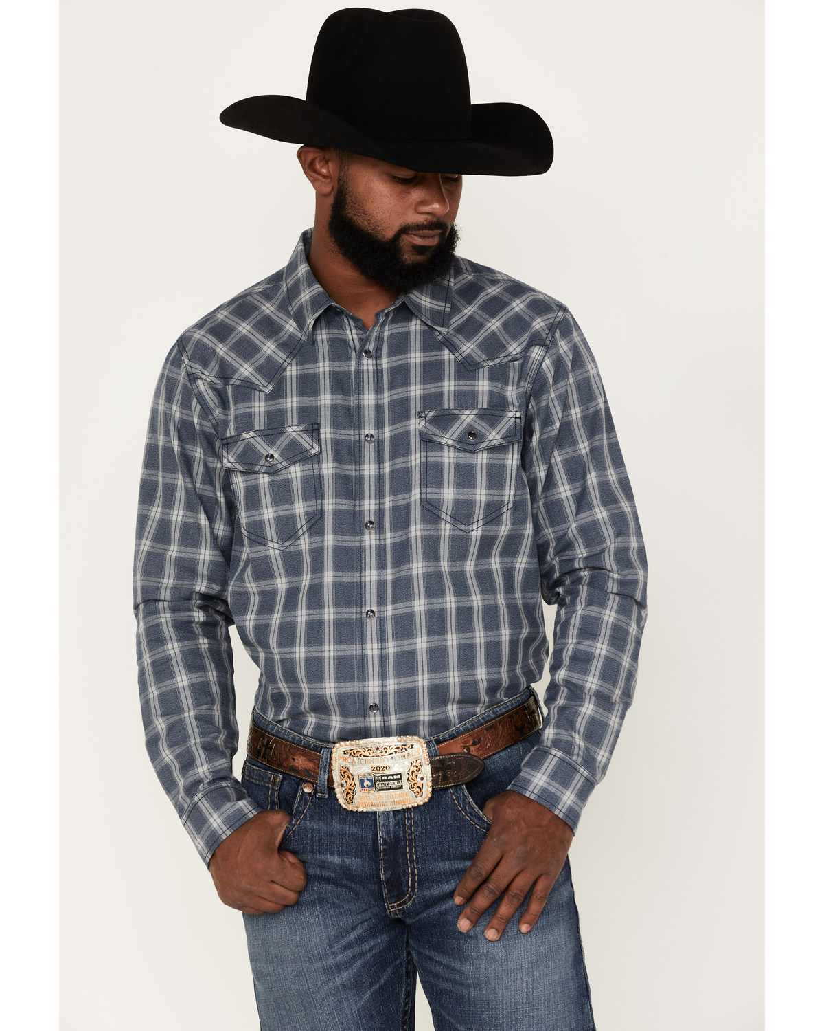 Cody James Men's Lingo Plaid Print Long Sleeve Snap Western Shirt