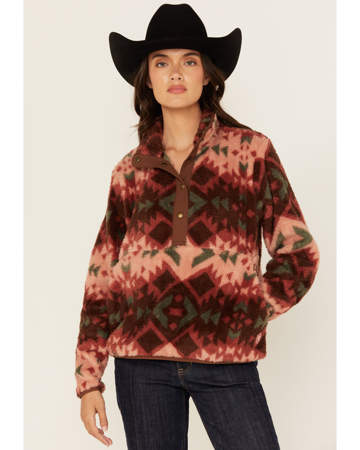 Ariat Women's Southwestern Print Berber Snap Pullover