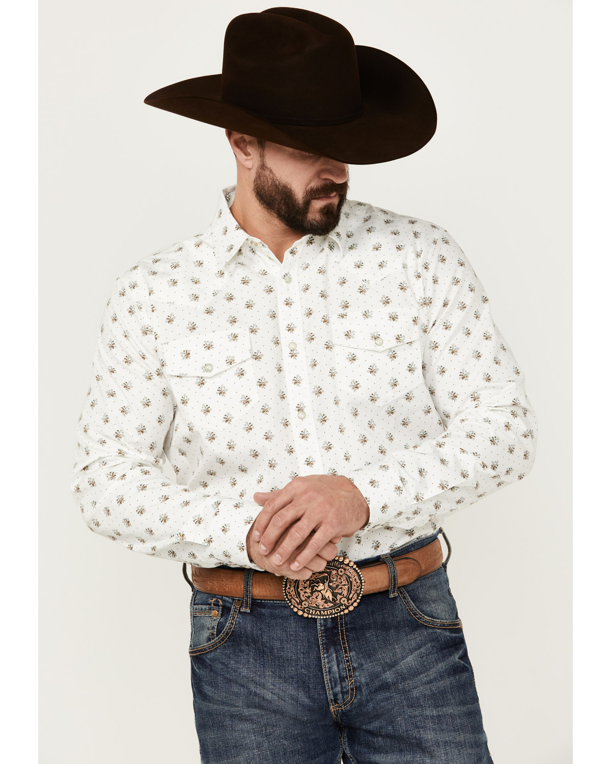 Gibson Trading Co Men's Conrad Floral Print Long Sleeve Pearl Snap Western Shirt