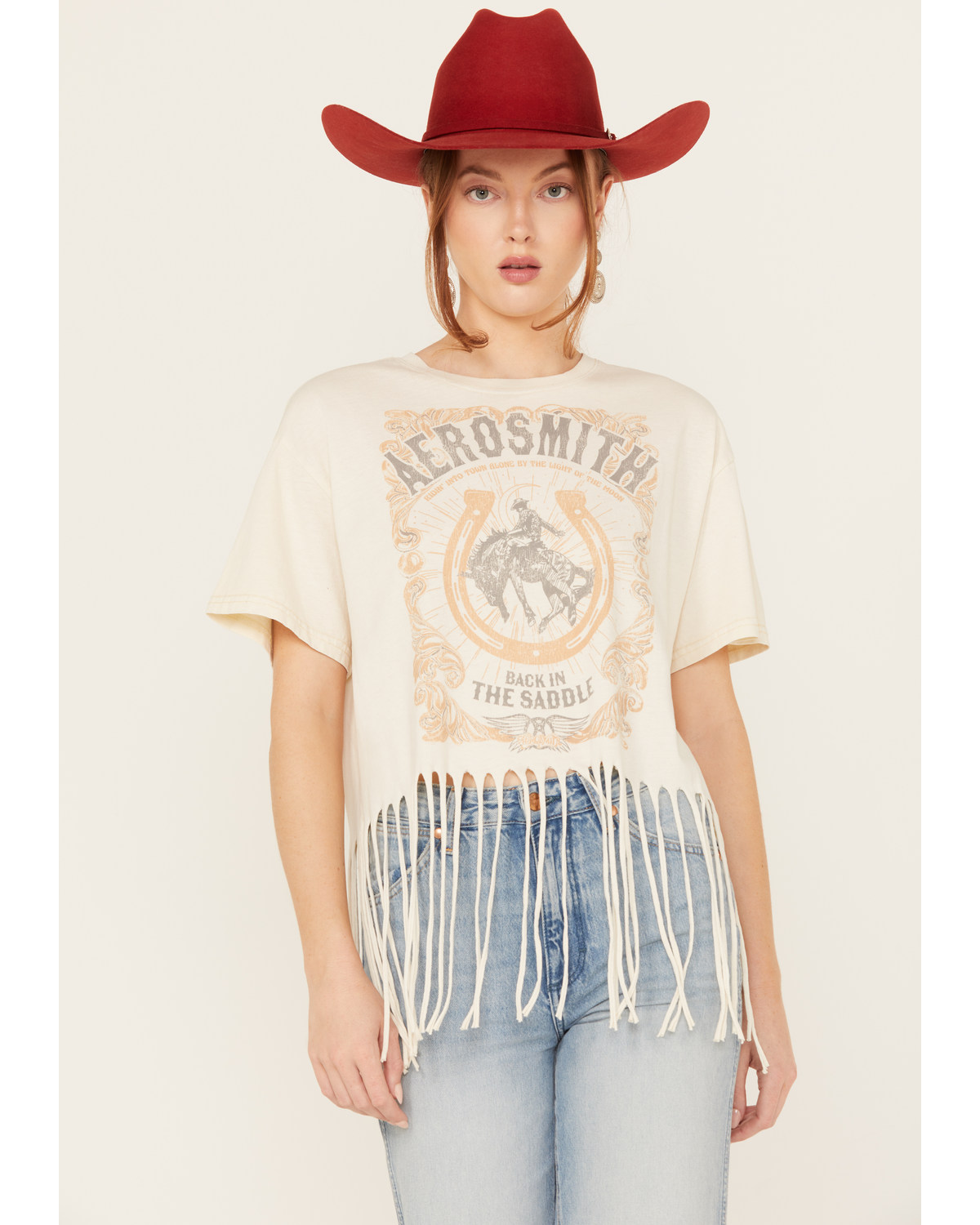 Goodie Two Sleeves Women's Aerosmith Fringe Graphic Tee