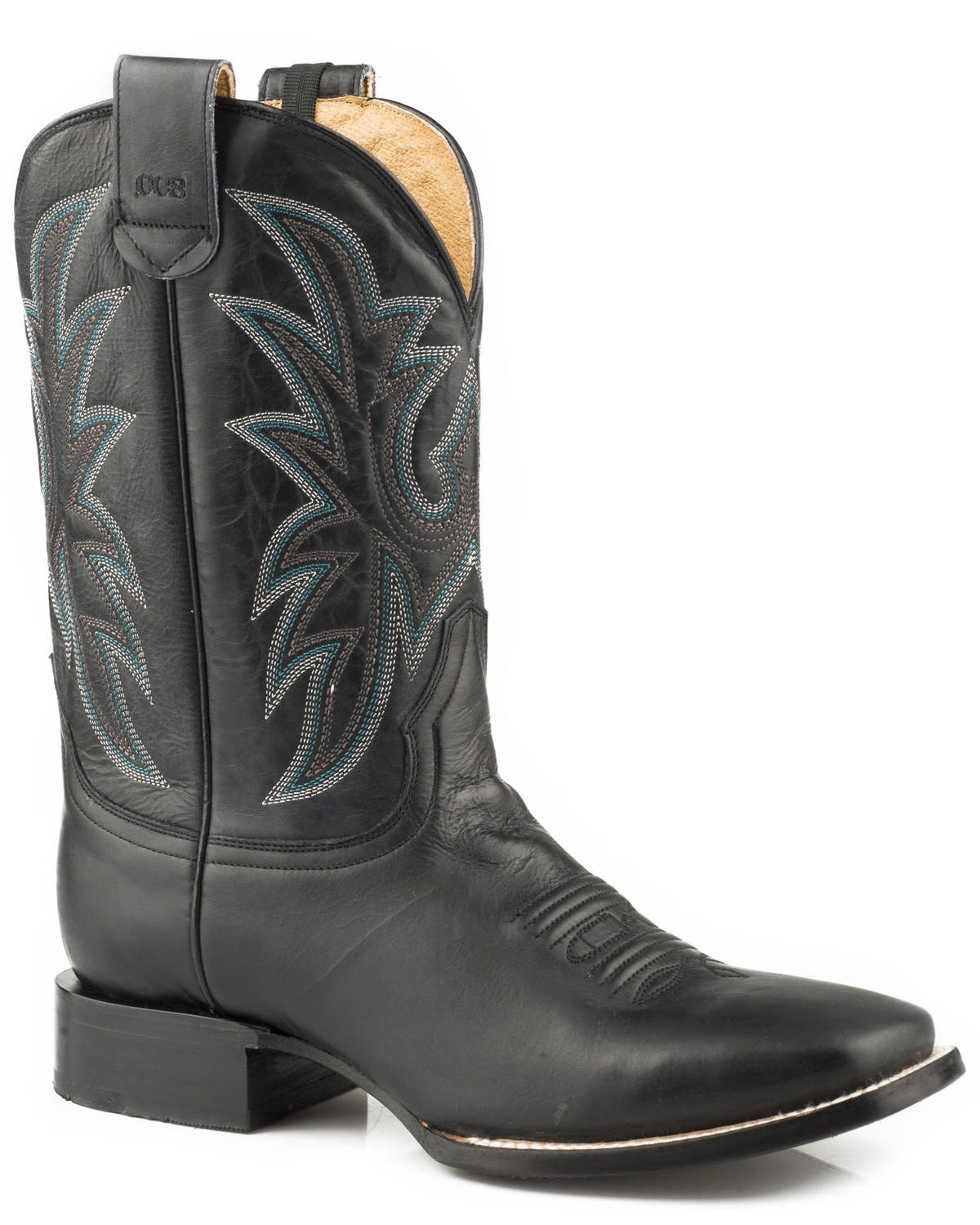 square toe leather cowboy boots