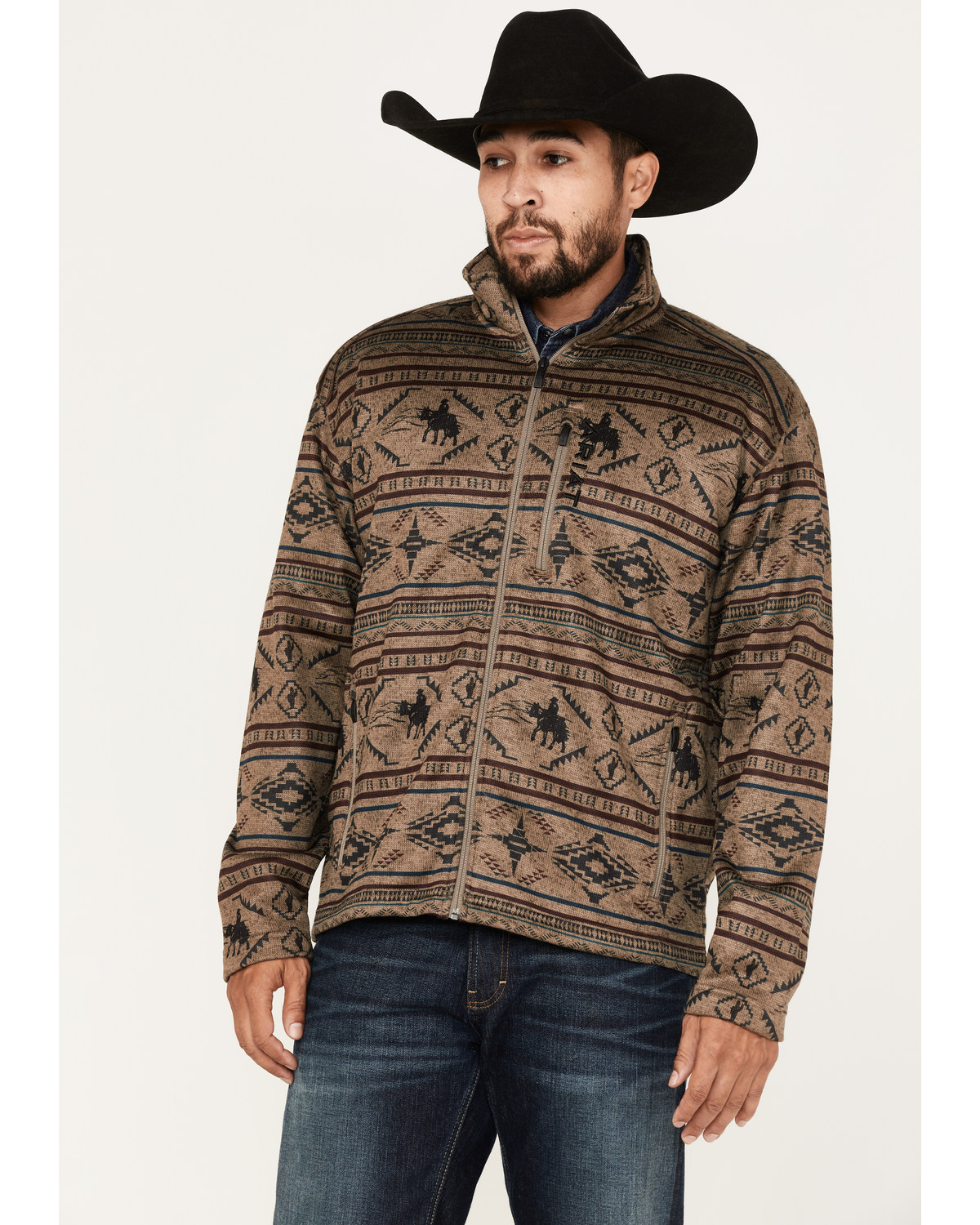 Ariat Men's Caldwell Southwestern Zip Front Reinforced Fleece Sweatshirt