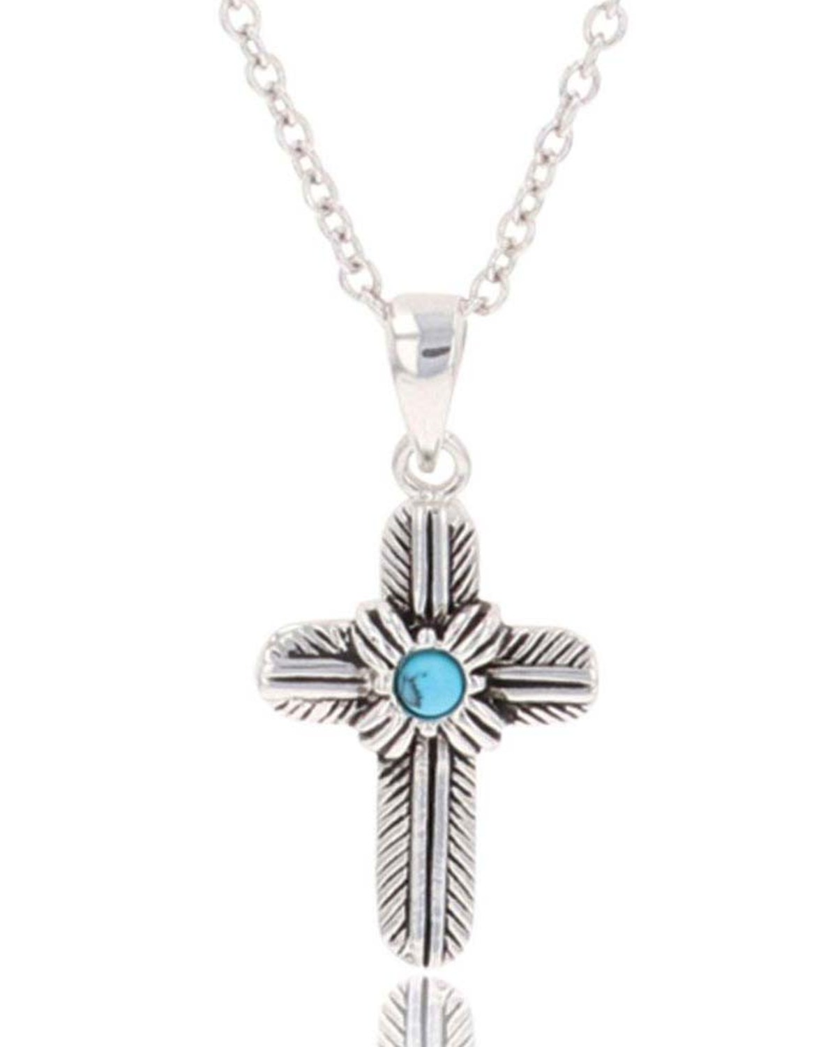 Montana Silversmiths Women's Feathered Cross Turquoise Center Necklace