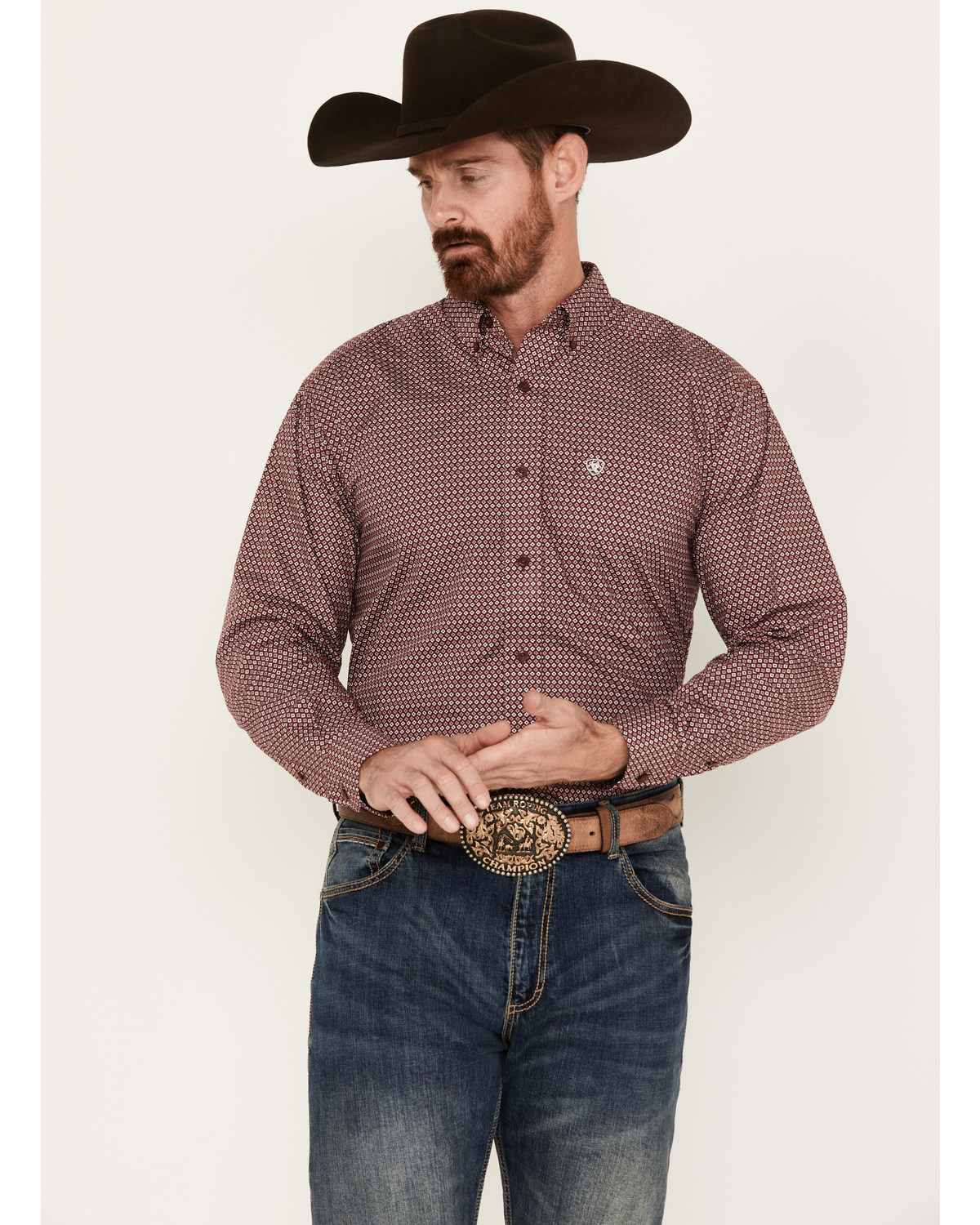Ariat Men's Abel Geo Print Classic Fit Long Sleeve Button-Down Western Shirt