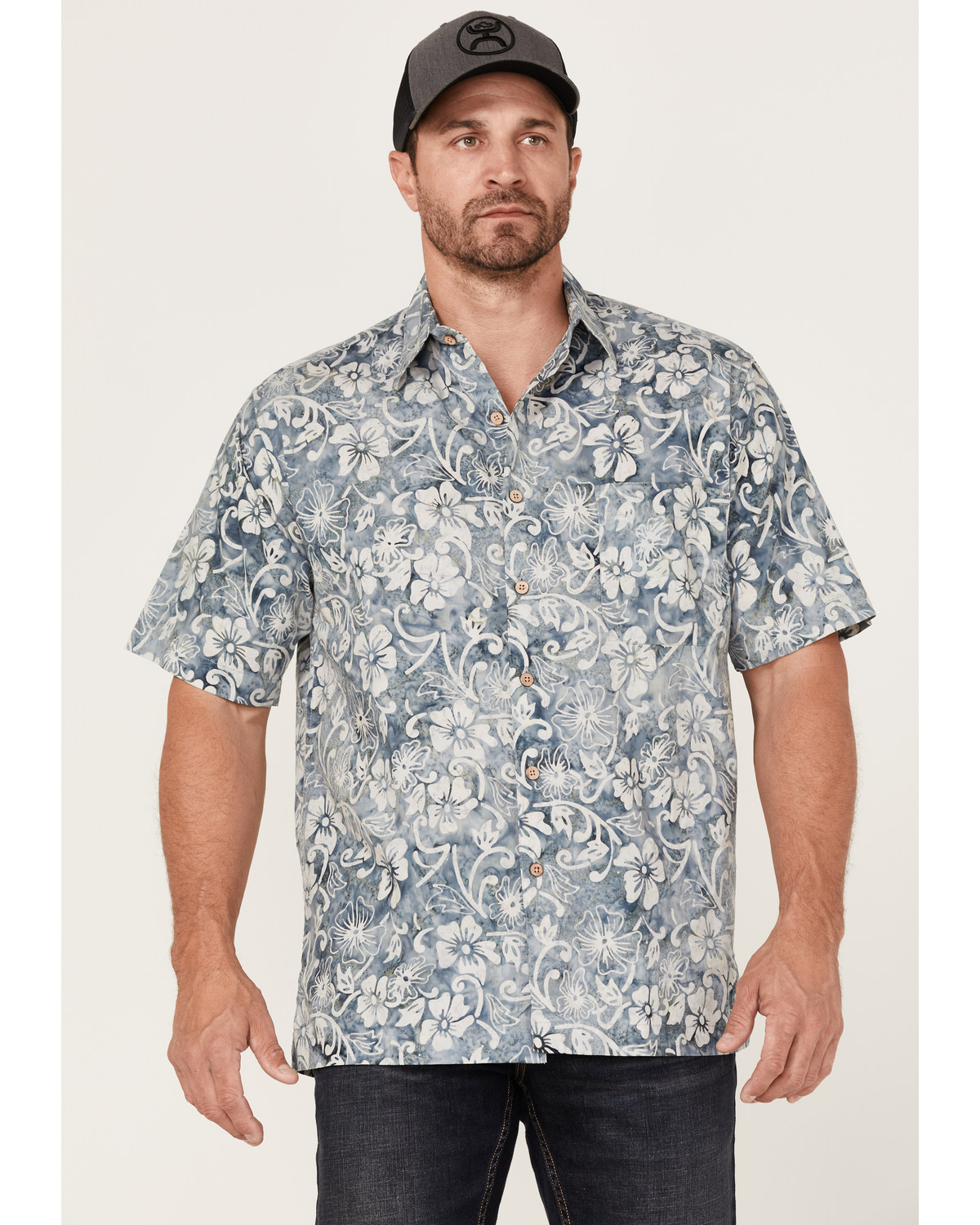 Scully Men's Floral Print Short Sleeve Button Down Western Shirt