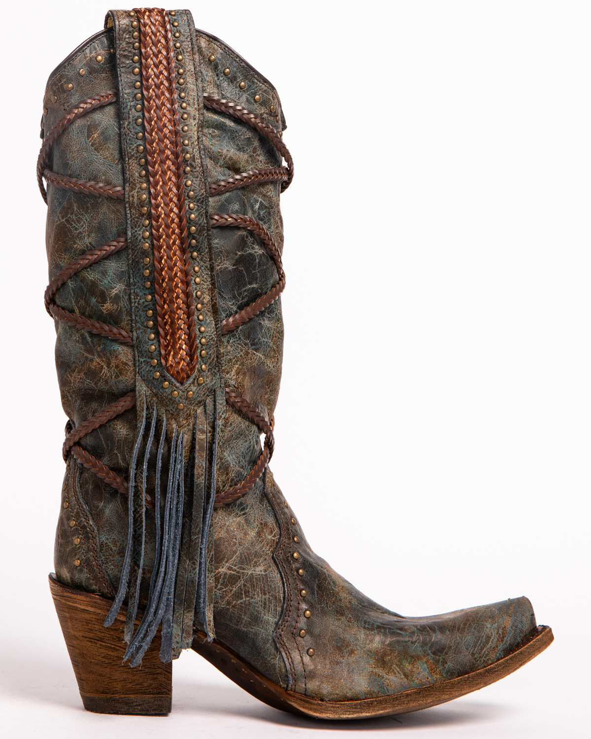 Corral Women's Braided Overlay and Studs Western Boots Boot Barn