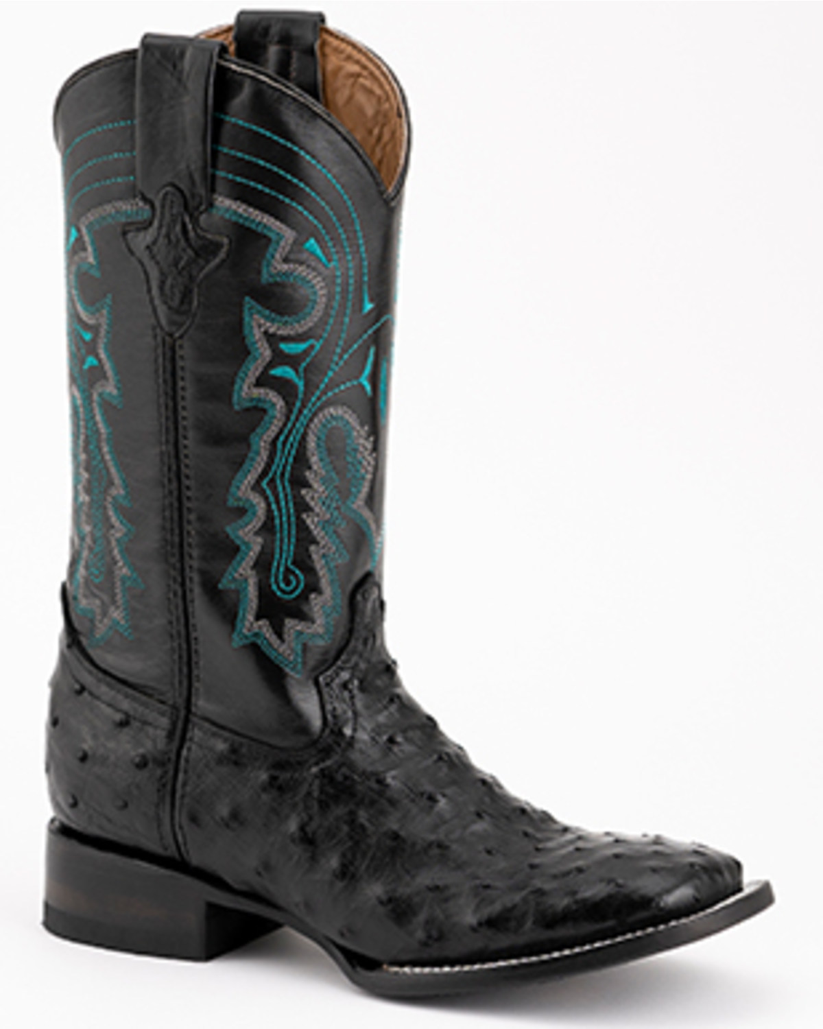 Ferrini Men's Full-Quill Ostrich Embroidered Western Boots - Broad Square Toe