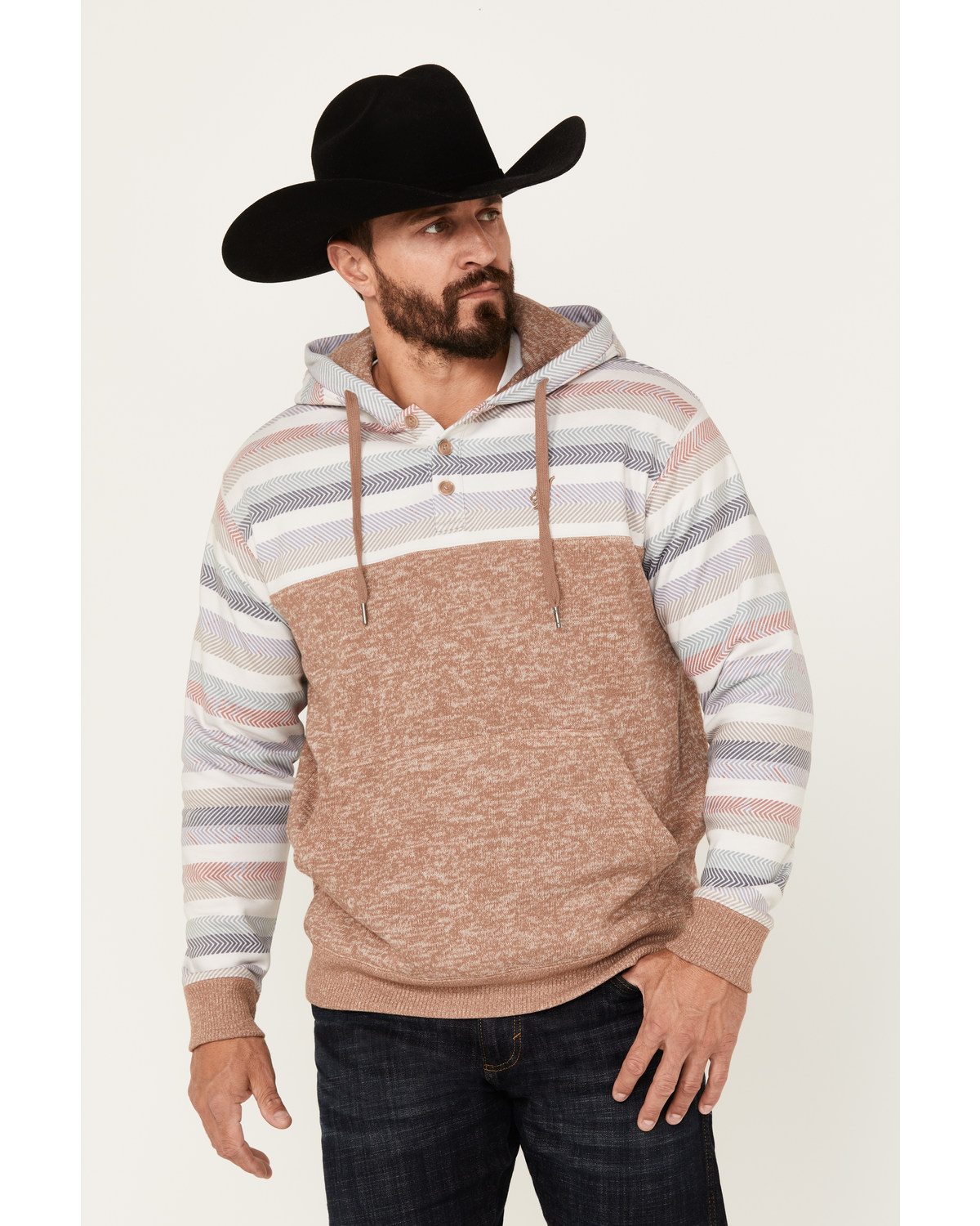 Hooey Men's Jimmy Striped Print Hooded Sweatshirt