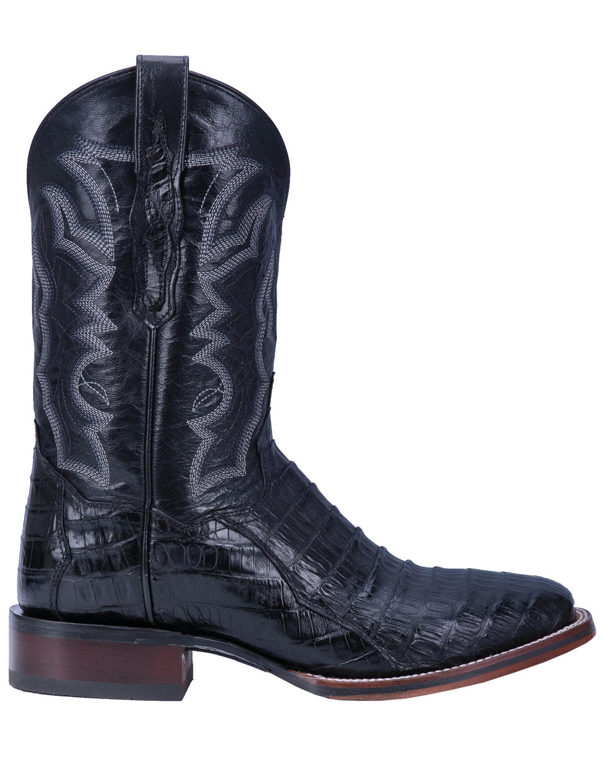 Dan Post Men's Kingsly Black Caiman Western Boots Wide Square Toe
