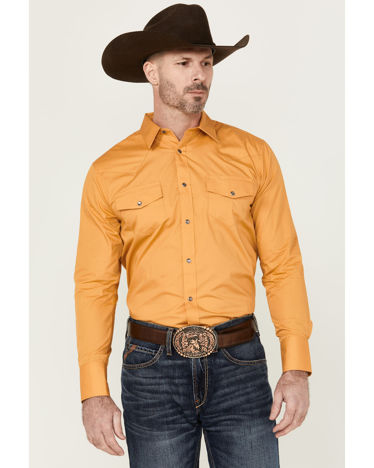 Gibson Men's Solid Long Sleeve Pearl Snap Western Shirt