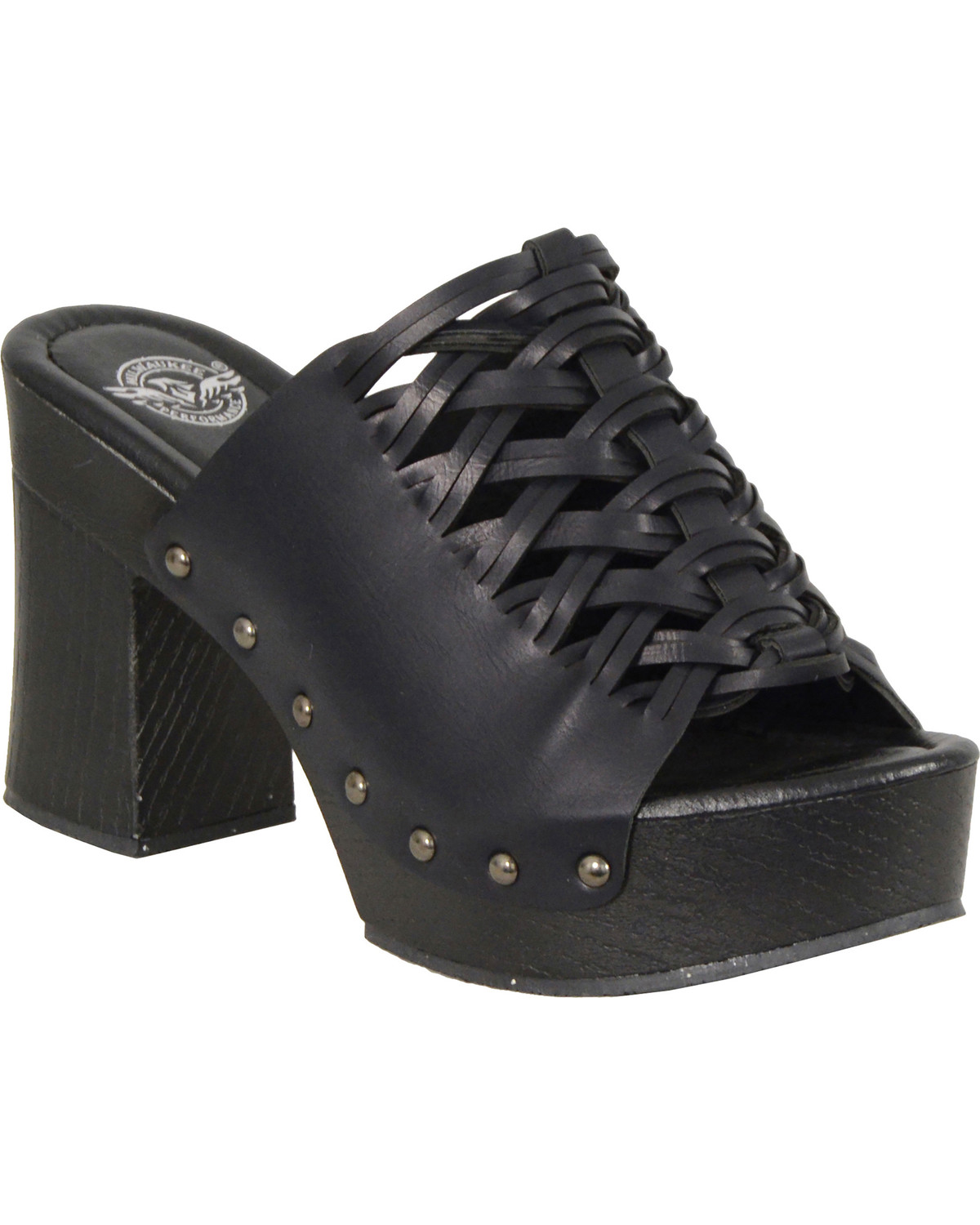 black leather platform shoes