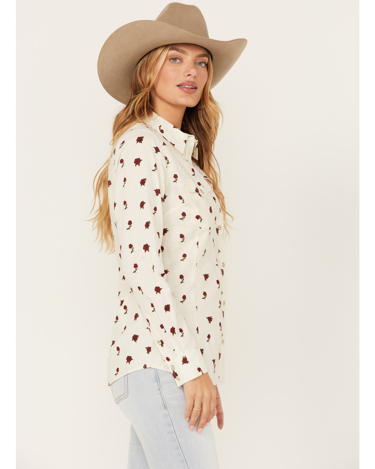 Wrangler Retro Women's Rose Print Long Sleeve Western Flannel Shirt