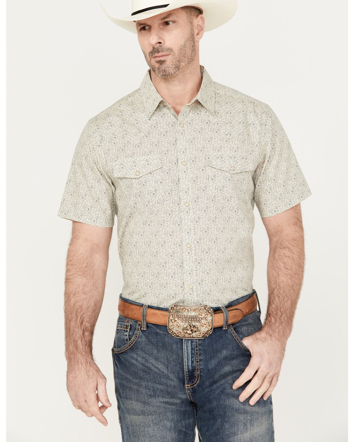 Gibson Trading Co. Men's Treasure Map Short Sleeve Western Pearl Snap Shirt