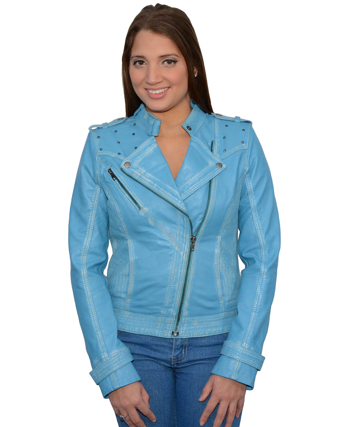 Milwaukee Leather Women s Studded Sheepskin Asymmetrical Moto Jacket 3X Boot Barn in Tustin CA The Market Place