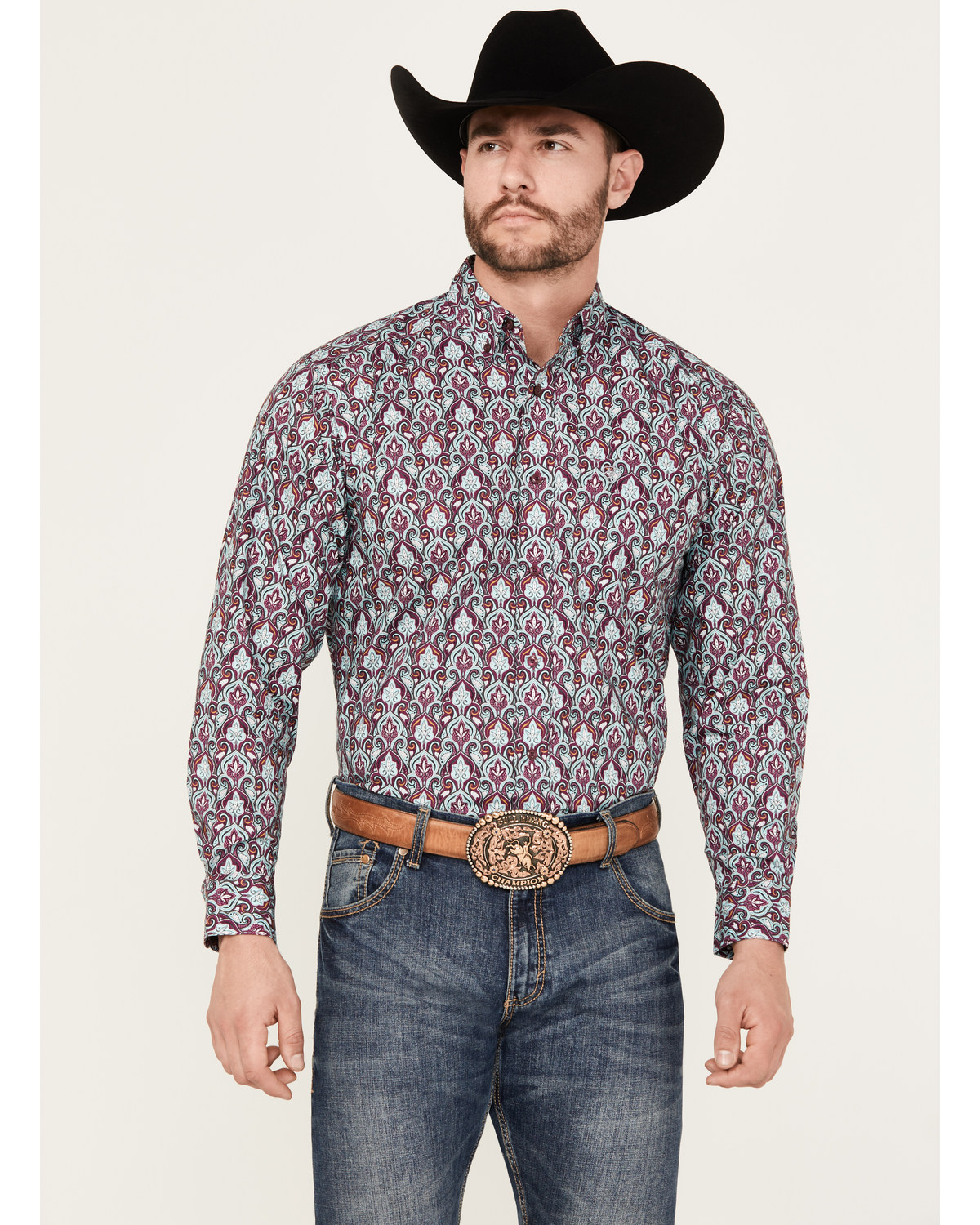 Ariat Men's Stefan Paisley Print Long Sleeve Button-Down Western Shirt