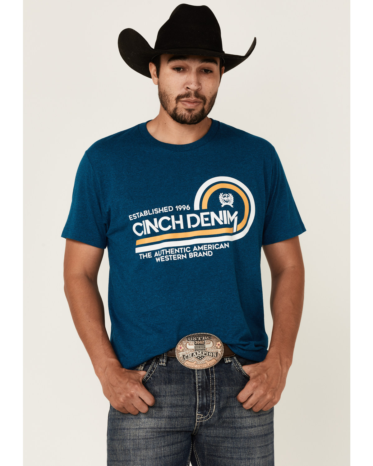 Cinch Men's Heather Teal The Brand Logo Graphic Short Sleeve T-Shirt