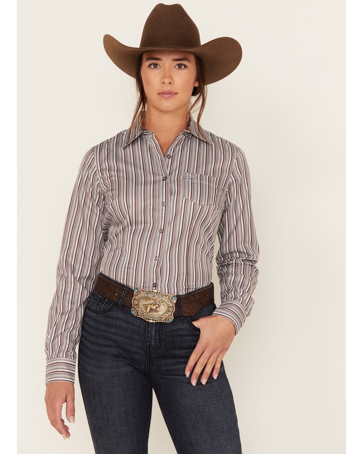 Cinch Women's Striped Long Sleeve Button Down Western Core Shirt
