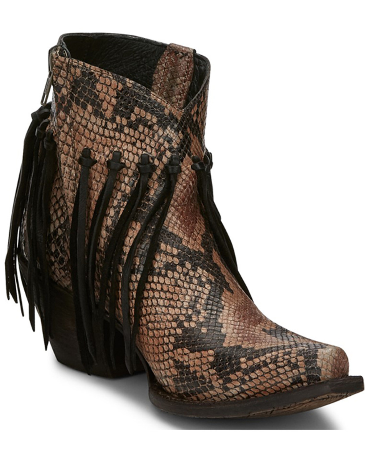 Tony Lama Women's Anahi Fringe Fashion Booties - Snip Toe