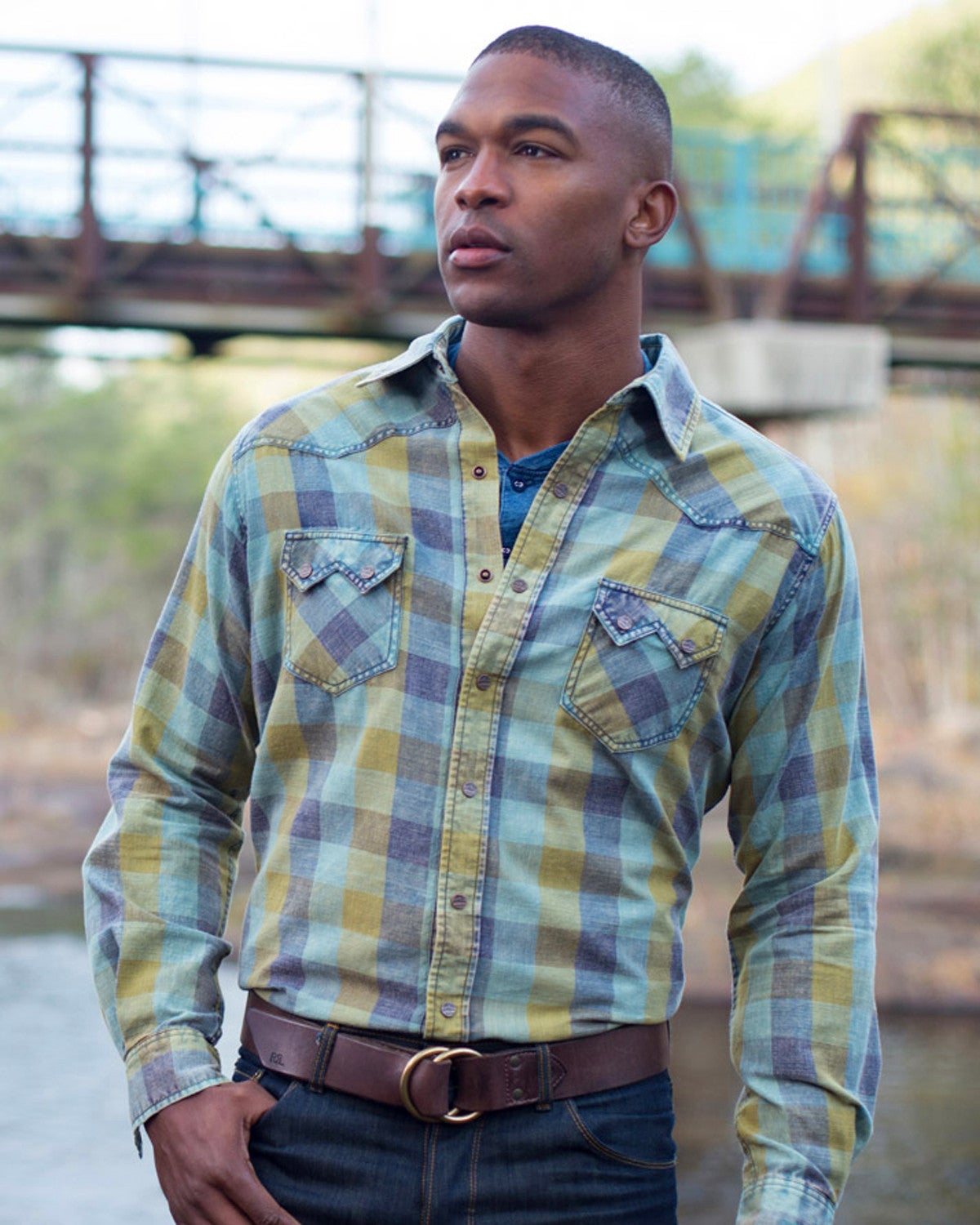 Ryan Michael Men's Green Acid Washed 