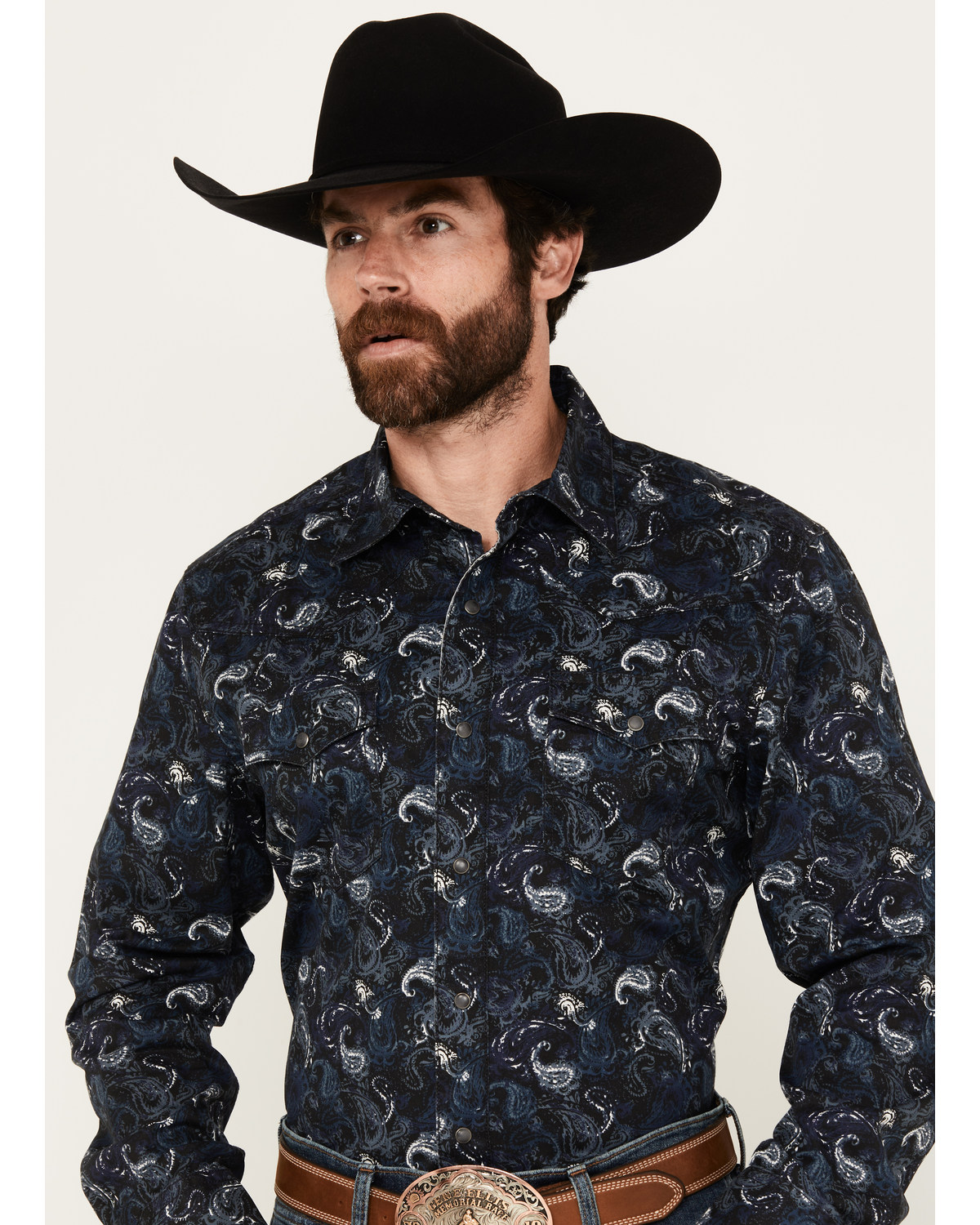 Wrangler Retro Men's Premium Paisley Print Long Sleeve Snap Western Shirt
