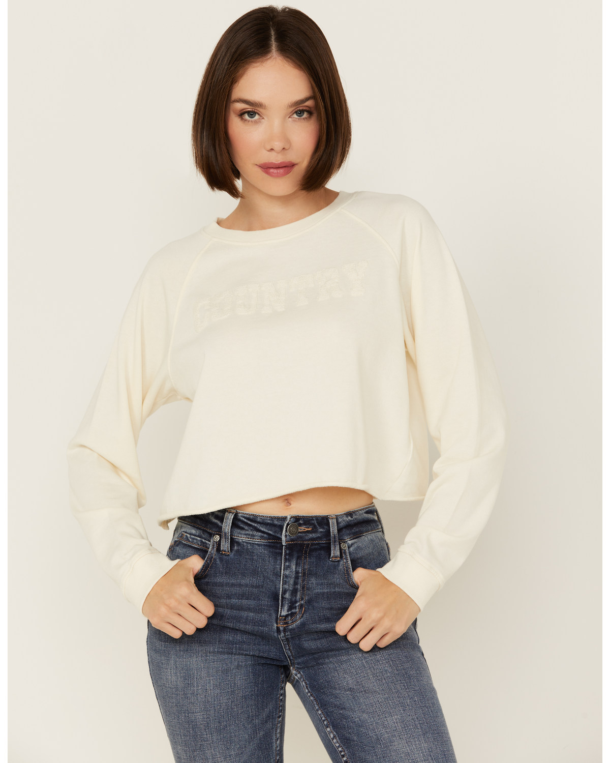 Cleo + Wolf Women's Asher Flocked Cropped Pullover