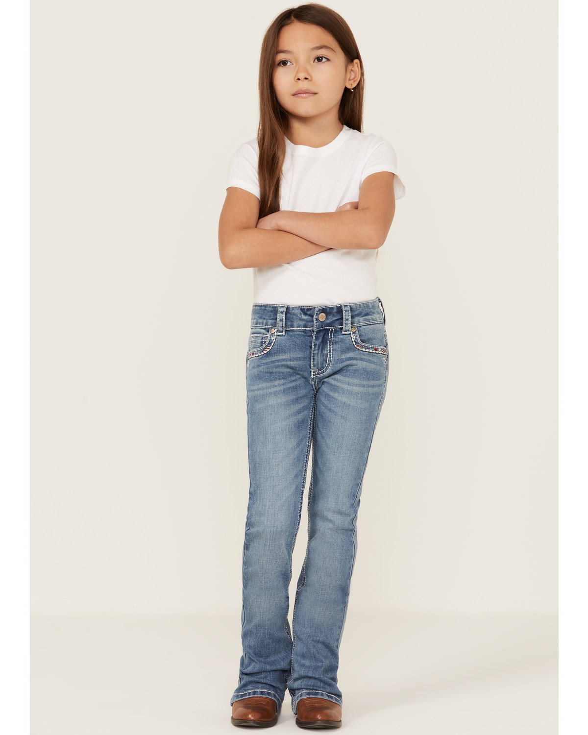 Shyanne Little Girls' Americana Stars Pocket Bootcut Jeans