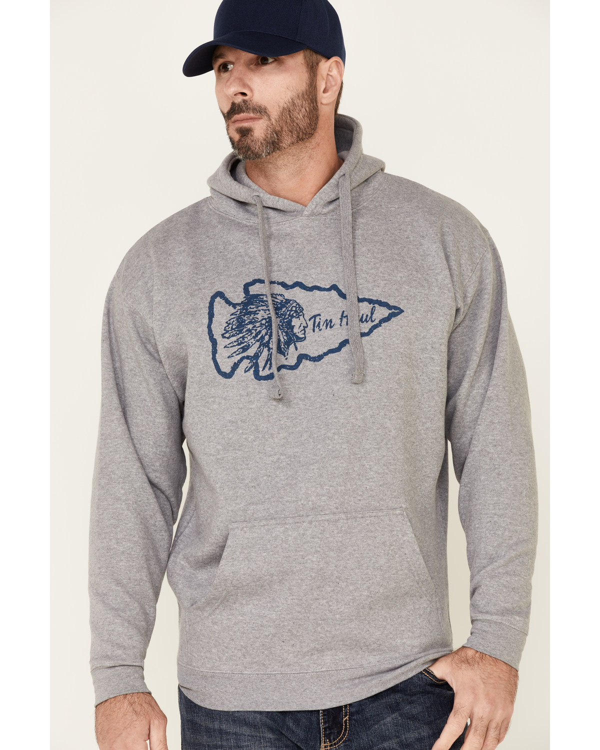 Tin Haul Men's Gray Native Arrowhead Graphic Hooded Sweatshirt